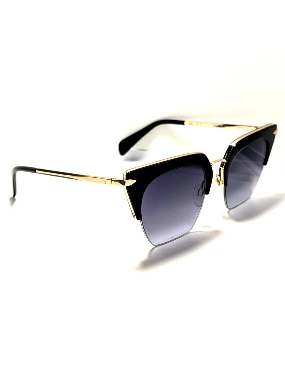 Rag & Bone RNB1007/S Gray UV Black Gold Browline Women's Sunglasses  51-21-145